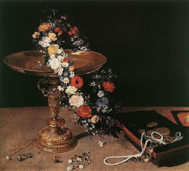 Jan Brueghel Still-Life with Garland of Flowers and Golden Tazza Germany oil painting art